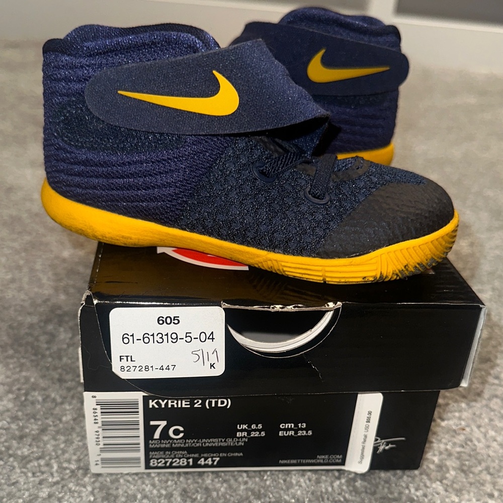 Nike Toddler Navy and Yellow High-Top Sneakers